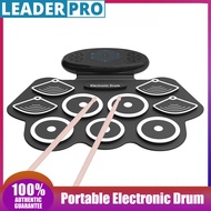 Portable 9 Pads Electronic Drum Set Roll Up Silicone Practice Drum Pad Rechargeable Multifunction Ta
