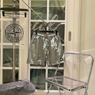 Stone Island Stone Metal ฤดูร้อนไนลอนกางเกงขาสั้นหลวมความเร็วแห้งกีฬากางเกงลำลอง