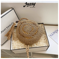 Túi Cói Mềm Size Nhỏ Đan Họa Tiết Mặt Trời JTUI09 Jussy Official Set Túi Mũ Cói Du Lịch Đi Biển Mẩu