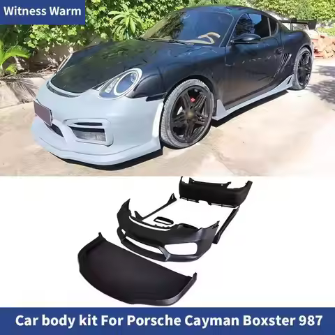 For Porsche Cayman Boxster 987 987.1 GT4 Style FRP Carbon Front Bumper Lip Rear Bumper Side Skirts B