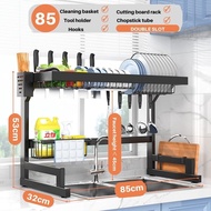 Rak Dapur Stainless Steel Sink Dish Rack Rak Pinggan Sinki Dish Drainer Rak Kitchen Organizer Storage Rack