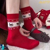 AINTP Cartoon Red Socks - Mid-Calf Cotton for Festive Season