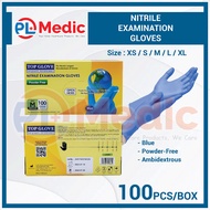 TOP GLOVE Nitrile Powder Free Disposable Gloves (Blue; XS/S/M/L/XL) - 100's/box