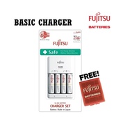 (SG STOCKS) FUJITSU 6hr BASIC Rechargeable Battery Charger with 4AA 2000mAh Rechargeable Batteries