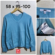HIJAU UNIQLO Mint Green Knit Sweater Size M Women's Top Outer Top 100% Cotton ED900