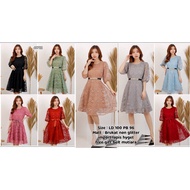 40782 / (FREE BELT) U Neck Round Collar Dress Women's Fashion Clothes xBelle / Midi Short Party A-Li