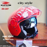 หมวกกัน็อคเปิดหน้าZEUS  รุ่น ZS-217 มีแว่นกันแดด รองรับหูฟังบลูทูธ a RED R-03 XL