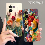 [SHARK CASE] Softcase VIVO V30E 5G 2024 NEWEST 3D Flower Motif - Vivo V30E Casing - Vivo V30E Case -