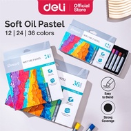 Deli Dmast Soft Oil Pastel Crayon Non-Toxic Painting Warna Krayon Art Supplies (12/24/36 Colours)