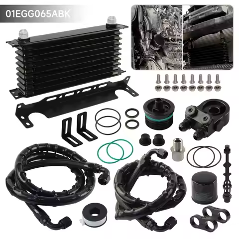 10 Rows Oil Cooler + 80-90 Degree Thermostatic Oil Filter Adapter Kit For EA888 Gen3 Engine VW Golf 