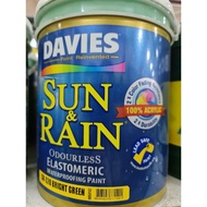DAVIES PAINT REINVENTED SUN &amp; RAIN ODOURLESS ELASTOMERIC WATERPROFFING P	AINT (Bright Green) 4Liters