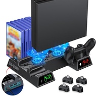 PlayStation 4 Dualshock PS4 Slim/Pro Vertical Stand Base Dual Controller Charger Cooling Fan Game Storage Tower Cool