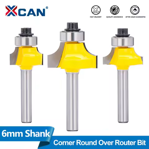XCAN 1pc 6mm Shank Corner Round Over Router Bit R1/8 R3/16 R1/4 R3/8 R1/2 Woodworking Milling Cutter