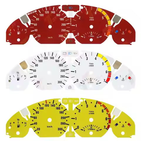 White Red Yellow Gauge Faces For BMW E46 323Ci 325Ci 328Ci 330Ci 300KM/H + Custom illuminated logo