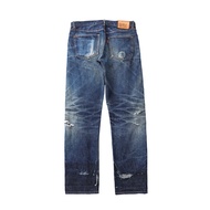 SINSO Retro Mid-Waist Straight Khaki Denim Jeans