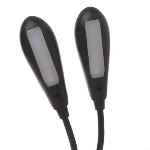 2 Dual Flexible Arms 4 LED Clip-on Light Lamp for Piano Music Stand Book Drop Ship