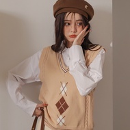 IN SHOPV Collar Diamond Knitted Vest-Total 3 Colors [KT223546]