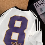 Three-Striped T-Shirt | Unisex Oversize T-Shirt | Number 8 Pattern | 100% Cotton