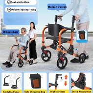 Foldable Lightweight Rollator Walker with Seat & Wheels Elderly Rollator Elderly Walker Walking Aid 
