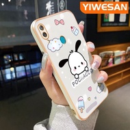 YIWESAN เคสสำหรับ Huawei Y7 2019 Y7 2019ชั้นหนึ่งลายการ์ตูนน่ารัก Pochacco ลูกสุนัขดีไซน์ใหม่ด้านสุดหรูเคสโทรศัพท์ชุบฝาปิดเลนส์ซิลิโคนสำหรับกล้องกันกระแทกเคสนิ่ม