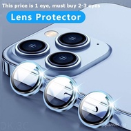 k001Metal Camera Lens Protector Full Cover Tempered Glass For iPhone 11 12 13 14 15 Pro Max / 14 15 Plus / 13 mini HD Glass Circle Camera Screen Protector
