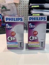 Philips 飛利浦 LED Bulb 燈泡 4W E27, 220-240V (Cool/Warm White 白光/黃光）