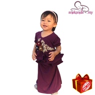 Baju Raya kurung baby girl [Peplum Anakanda.my] + Free gift (Purple manggis) 2023