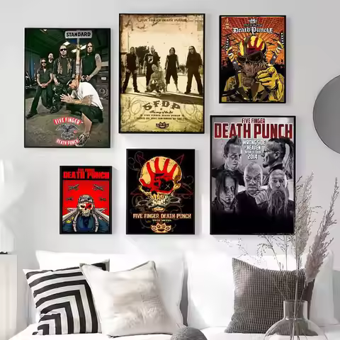 1pc Band F-Five F-Finger Death Punch Movie Sticky Posters Retro Kraft Paper Sticker DIY Room Bar Caf