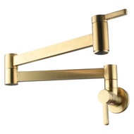 Kitchen Faucet Wall Mount Pot Filler Faucet Brass 360 Rotatable Folding Lengthened with Double Joint