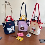 Deere Jack กระเป๋าผ้าใบสไตล์เกาหลี,กระเป๋ากระเป๋าสะพายไหล่สำหรับสตรีจุของได้เยอะกระเป๋ากระเป๋าโท้ทลำ