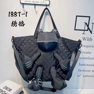 Casual Big Bag Oxford Cloth Embroidered Check Shoulder Bag All-Match Tote Bag Large Capacity Travel 