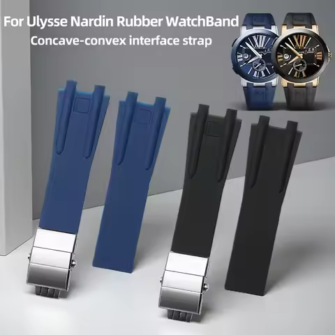 For Ulysse Nardin Silicone Rubber Watch Band DIVER Concave-convex interface strap Waterproof Men Wat