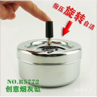 YQ26 European Style with Lid Windproof Press Rotating Ashtray Sealed Personality Fashion Large Boutique Ashtray
