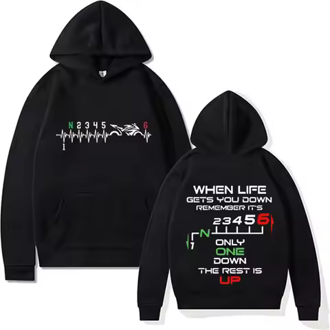 Funny 1N23456 Motorcycle Gear Biker Heartbeat Hoodies Men Women Clothing Oversized Pullover Cotton L