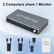 2-port 8K 60Hz DP KVM Switch with 4 Port USB3.0 4K 120Hz Displayport KVM Switcher for 2 Computer PC 