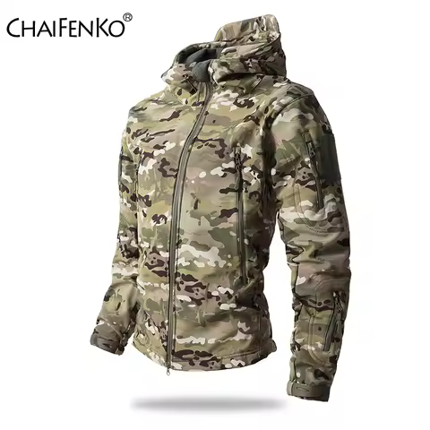Lurker Shark Skin Soft Shell Tactical Jacket Men Waterproof Fleece Hooded Coat Hunt Clothes Autumn N