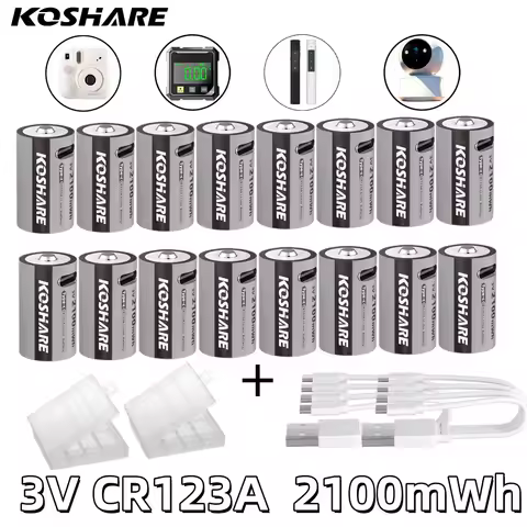 KOSHARE CR123A 3V 2100mWh Li-ion Rechargeable Batteries CR123A 2100mWh Lithium Battery For Clocks Mi