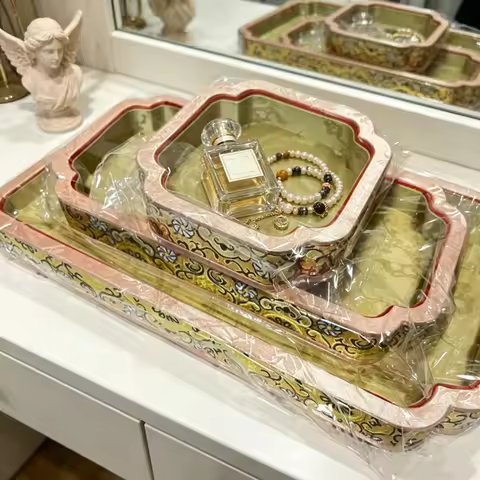 Palace Velvet Jewelry Appraisal Dish, Handmade Light Luxury Tray for Jade Agate & Bracelet, Shop Org