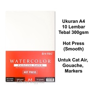 V-TEC A4 Water Color Paper 300gsm - 10 Sheets Hot Pressed A4 Watercolor Paper/