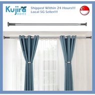 Kujira Homes - Stainless Steel Round Head Extendable Curtain Rod Telescopic Shower Rod Laundry Pole