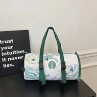 Starbucksกระเป๋าสะพายไหล่ความจุขนาดใหญ่ Green Travel Tote Gym Bag