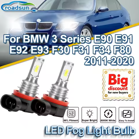 ROADSUN For BMW 3 Series E90 E91 E92 E93 F30 F31 F34 F80 2011 2012 2013 2014-2020 Canbus LED Fog Lig