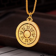 high-quality Rotable Fu character Eight Treasure Compass Pendant for Women 24K Gold AU999 Gold Circl