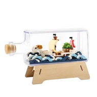 HI-REEKE Going Merry Ship in a Bottle Micro Building Blocks Set, Anime Piece One Pirate Mini Bricks 