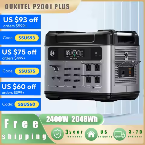 OUKITEL P2001 PLUS Portable Power Station 2400W Solar Generator 2048Wh Lifepo4 Battery Home Backup O