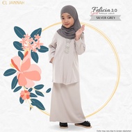 Kebaya Labuh Girl Silver Grey Kanak Kanak Perempuan Kebaya Soft Grey Kid Budak Perempuan Baju Kurung