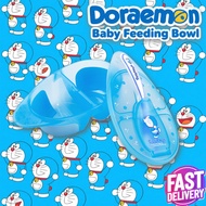 Doraemon Baby Feeding Bowl Set Training Bowl with Spoon and Lid Cutlery Set Temperature Sensing Bowl