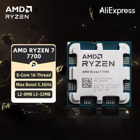 AMD Ryzen 7 7700 CPU Max Boost Up to 5.3GHz 8-Core 16-Thread Socket AM5 Desktop Gaming Processor wit