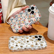 For IPhone 17 16 11 Pro 13 15 7Plus Pro Max 8 6 6s XR XS Cute Bee Floral Case