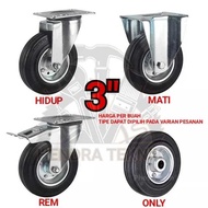 PER PC BLACK RUBBER WHEELS ON OFF BRAKES 3 IN WHEELS DISPLAY SWIVEL FIXED RIDGIT BRAKE 3 INCH WHEELS